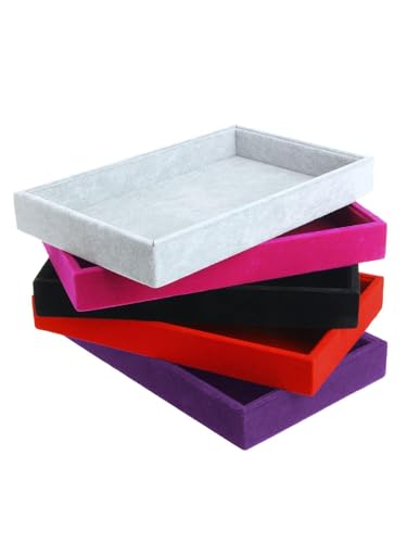 Velvet Jewelry Tray, Stackable Design, Drawer Insert, Multi-Compartment Storage, for Necklace Bracelet Ring Watch Organizing (Bright Red) - color: Bright Red