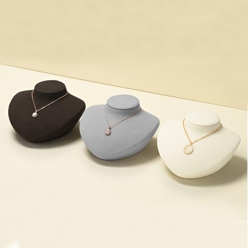 Microfiber Jewelry Bust Display Necklace Pendant Small Jewelry Necklace Display Stand for Showcase(Beige) - color: Beige