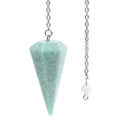 Justinstones Natural Blue Amazonite Gemstone Rock Crystal Hexagonal Pointed Reiki Chakra Pendant Pendulum - color: Blue Amazonite