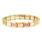 Italian Charms Bracelet Sets with 1Pcs Starter Brascelet 9Pcs Charms 9mm Italian Modular Charm Bracelet DIY Module Jewelry Gifts - color: A-Starter Bracelet Set Gold Pink