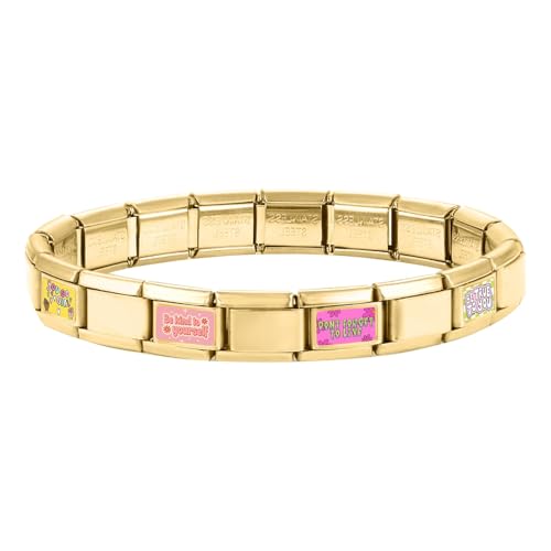 Italian Charms Bracelet Sets with 1Pcs Starter Brascelet 9Pcs Charms 9mm Italian Modular Charm Bracelet DIY Module Jewelry Gifts - color: A-Starter Bracelet Set Gold Pink