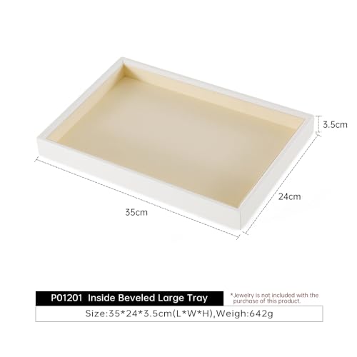 Dark Blue Jewelry Display Tray Ring Necklace Earring Bangle Organizer Multifunctional Storage Case for Jewelry Showcase (Large Tray(white)) - color: 15-White Flat Tray