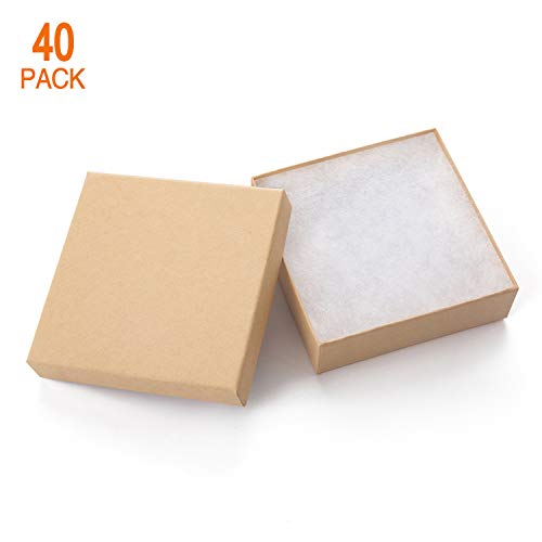 GEFTOL Jewelry Gift Boxes 40 Pack 3.5x3.5x1 Inch Cardboard Jewelry Boxes,Small Gift Boxes for Jewelry Earrings Necklaces Handmade Bangles Bracelets(Brown) - color: Brown, size: 3.5x3.5x1 Inch (Pack of 40)