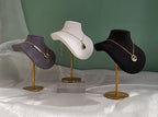 GemeShou White necklace holder stands for girls, Velvet hanging jewelry organizer, Metal necklace display stands for selling【White-Height 7.48 inch】