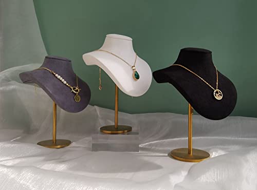 GemeShou White necklace holder stands for girls, Velvet hanging jewelry organizer, Metal necklace display stands for selling【White-Height 7.48 inch】
