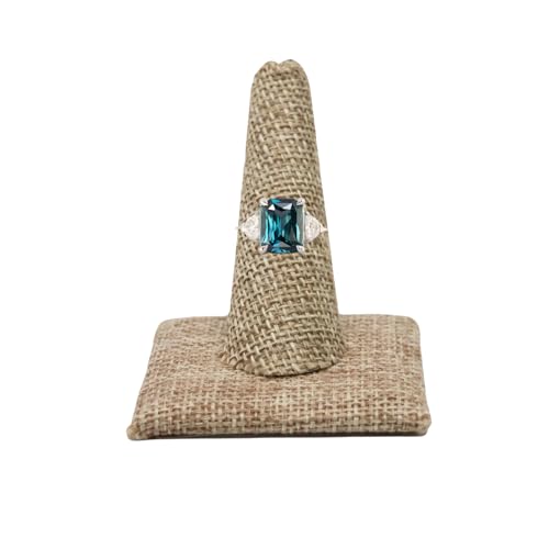 Novel Box Burlap Jewelry Ring Finger Display Stand 2.12x2.12x2.37 Inches with Square Base - Ring Holder Organizer Stand for Personal Use - Display Stands for Rings - color: Single Ring Finger, size: Burlap