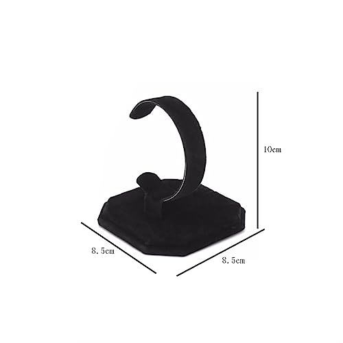 lasenersm 2 Pieces Watch Display Stand Rack Velvet Wrist Watch Display Holder C Type Bracelet Display Rack Stand Watch Holder Stand Jewelry Display Stand, Black