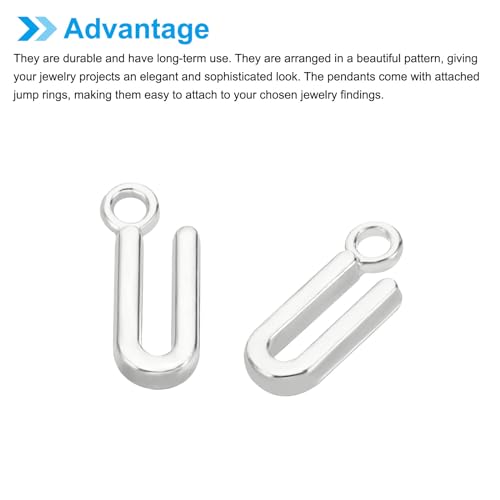 PATIKIL Letter Charm, 50pcs Alphabet Initial Pendant Charm Bulk DIY for Jewelry Making Bracelets Earrings Necklace - style: U