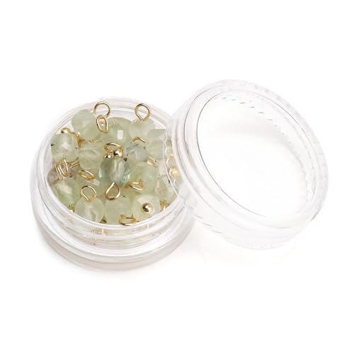 Beadia Natural Faceted Cube Stone Charms 4mm 30pcs with Untarnish Metal Accessories Loose Square Beads for DIY Jewelry Making - color: Prehnite