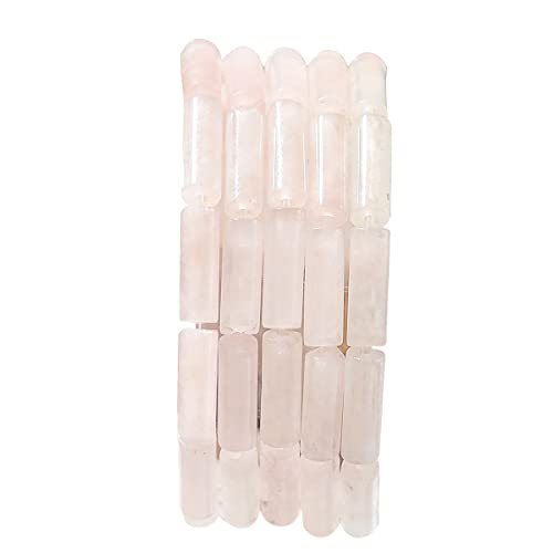 BEADIA Natural Rose Quartz Crystal Tube Beads 13x4mm 30pcs Cylinder Loose Semi Gemstone Beads for Jewelry Making Design - color: Rose Quartz Cylinder