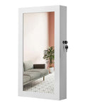 SONGMICS Lockable Jewelry Cabinet Armoire with Mirror, Wall-Mounted Space Saving Jewelry Storage Organizer, White UJJC51WT - color: White, style: Essential Capacity
