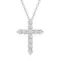 Stainless steel Cubic Zirconia Cross Necklace for Women Pendant with Chain 16"/18"+2" Perfect Jewelry Gifts for Birthday Christmas Mothers Day Wedding - size: 18+2 inches, style: Silver Cross