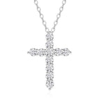Stainless steel Cubic Zirconia Cross Necklace for Women Pendant with Chain 16"/18"+2" Perfect Jewelry Gifts for Birthday Christmas Mothers Day Wedding - size: 18+2 inches, style: Silver Cross