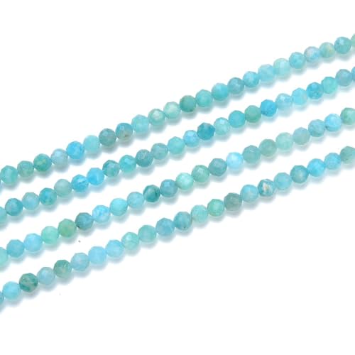 Adabele 15 Inch Natural Blue Amazonite Healing Gemstone 3mm (0.12 Inch) Tiny Small Faceted Round Loose Beads Stone Spacer (125-135pcs) for Craft Jewelry Making GK3-9 - color: Amazonite, size: 3mm (0.12") - 15 inch/1 strand