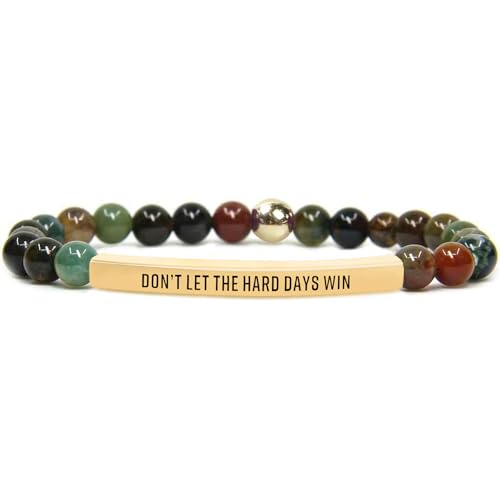 INSYOHO Dont Let the Hard Days Win Bracelet – Inspirational Healing Crystal Bracelet for Women & Men, Agate & Amethyst Beaded Adjustable, Motivational Gift for Stress Relief & Positivity - color: Green