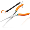 Long Reach Needle Nose Pliers 7" Thin Extra Long Needle Nose Pliers with Serrated Jaw Lanyard Double Leaf Spring Loaded for Jewelry Making Electrician Repair Tools in Tight Spaces - style: Sharp Point