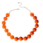 Caiyao Bohemian Colorful Acrylic Round Beaded Choker Necklaces Handmade Adjustable Resin Beads Clavicle Rope Necklace for Women Men Ethnic Costume Party Vacation Jewelry Gifts - color: Orange