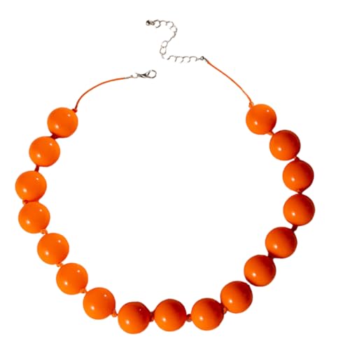 Caiyao Bohemian Colorful Acrylic Round Beaded Choker Necklaces Handmade Adjustable Resin Beads Clavicle Rope Necklace for Women Men Ethnic Costume Party Vacation Jewelry Gifts - color: Orange