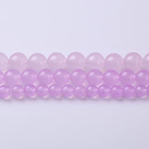 Round Loose Beads Natural Gem Beads Crystal Energy Stone Beads for Jewelry Making 15" (Purple Chalcedony, 8MM) - color: Purple Chalcedony, size: 8mm