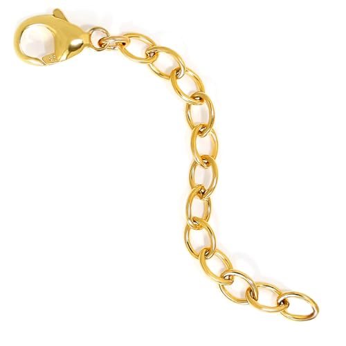 Necklace Bracelet Extender for Women Men - 14K Gold Filled or Solid 925 Sterling Silver Extension, Medium Size Jewelry Chain Durable Strong Removable 2" 4" or 6" Made in USA (Single Piece) - style: 14k Gold Filled / 4"