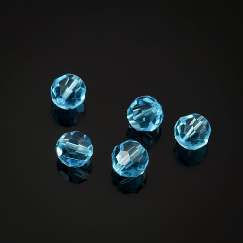 100pcs Adabele Austrian 4mm (0.16 Inch) Small Faceted Loose Round Crystal Beads Aquamarine Blue Compatible with 5000 Swarovski Crystals Preciosa SS2R-410 - color: Aquamarine Blue, size: 4mm Small (100pcs)