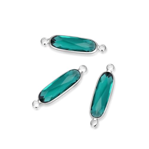 5pcs Adabele Grade A May Emerald Green Birthstone Connector Link 21mm Rectangle Bar Sterling Silver Plated Crystal Rhinestone Bead for DIY Craft Jewelry Making CCP9-S5 - color: May/Emerald Green - Silver Plated, size: 21mm (0.83") - 5pcs