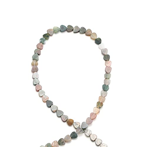 6mm Natural Indian Agate Stone Beads Heart Shape Cute Fine Gems Spacer Beads Fit Jewelry Making DIY Exquisite Necklace Bracelet Accessory - color: Indian Agate
