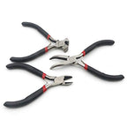 3Pcs Mini Pliers Set-5 Inch Bent Nose Pliers, 4.5 Inch End Cutting Nipper, 5 Inch Diagonal Pliers DIY Jewelry Tool Sets (Black)