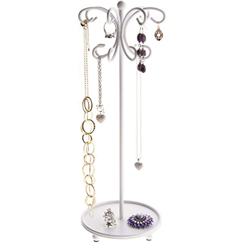 Angelynn's Sturdy Long Necklace Holder Organizer Tall Tabletop Pendant Display Stand, Freestanding Jewelry Tree, Ava White 6" Wide x 16 1/2" Tall - color: White, size: Ava