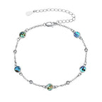 HPQQ Anklet Bracelet for Women 925 Sterling Silver Natural Stone Chain Bead Ankle Bracelet Beach Summer Fine Jewelry Mothers Day Birthday Gifts for Women Mom Wife - color: Bracelet-7"-9"-Abalone
