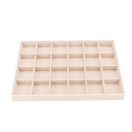 Large Velvet Jewelry Tray, Drawer Organizer for Jewelry in Dresser, Stackable Jewelry Drawer Organizer Inserts for Earring Necklace Bracelet Rings(Beige,24grid) - color: Beige, size: 24grid