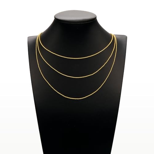 10 Pack Necklace Chains Bulk 18K Gold Plated Chain for Jewelry Making Bead Link Chains - color: Gold Bead