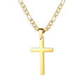 CaptainSteeL Cross Necklace for Men - Stainless Steel Silver/Gold Plain Cross Pendant Necklace Simple Jewelry Gifts, 20/22/24/26 Inches 3:1 Figaro Link Chain 4/5/6mm Width - size: 22inch, style: 4mm GOLD
