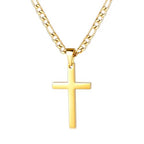 CaptainSteeL Cross Necklace for Men - Stainless Steel Silver/Gold Plain Cross Pendant Necklace Simple Jewelry Gifts, 20/22/24/26 Inches 3:1 Figaro Link Chain 4/5/6mm Width - size: 22inch, style: 4mm GOLD
