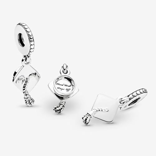Love Family Friendship Graduation Mothers Nurses Day S925 Bead Pendant Charms for Pandora Bracelets Necklaces, Gifts Women, for Anniversary Birthday Valentines Day Christmas, Silver Gold - style: Grad-Graduation Cap Dangle Charm