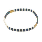 Tila Beaded Stretch Strand Bracelets for Women, Cute Boho Stackable Handmade Colorful Mixed Flat Square Beads Elastic Beach Surfer Bracelet Trendy Jewelry Friend Gift - color: 0901A