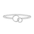Mothers Day Gifts - Beaded Bracelets for Women 14K Silver Gold Plated Stretch Handmade Ball Bracelets Cute Charm Bracelet Dainty Stackable Cross Heart Bow Wave CZ Circle Trendy Jewelry Easter Gifts - color: double-circle-silver