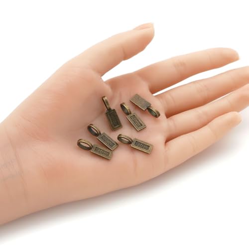 100pcs 21mm Glue On Jewelry Bail Pendant Clasp Antique Bronze 12mm (0.5 Inch) Rectangle Flat Pad Base Bulk for DIY Craft Jewelry Making MC-R4 - color: Antique bronze, size: 21mm (0.83") Rectangle- 100pcs