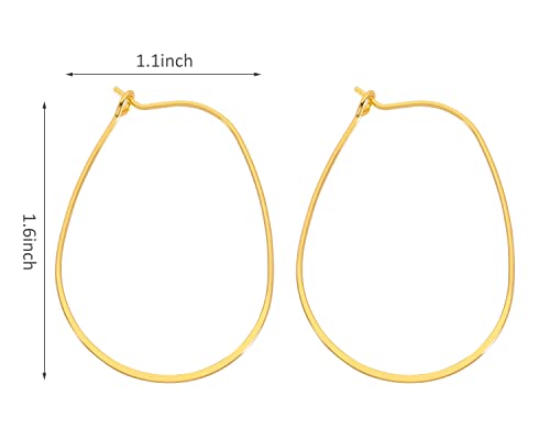 YAKRUNA 12PCS Large Oval Geometric Earring Hooks, 14k Genuine Gold Plated, Hypoallergenic, DIY Dangle Earrings - color: gold earring 4