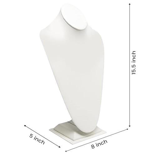 Novel Box White Leatherette Bust Stand Jewelry Necklace Display 8x5x15.5 Inches - Freestanding Travel Necklace Holder Stand - Necklace Mannequin Organizer Stands - Necklace Displays X-Large - color: White Leatherette, size: X-Large