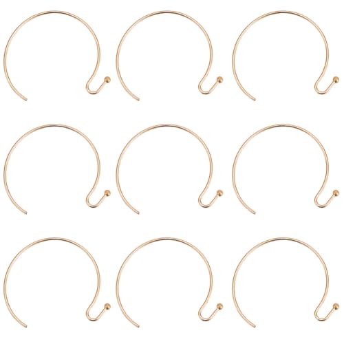 Beebeecraft 1 Box 40Pcs 18K Gold Plated Earring Hooks 24mm Half Round Gold Ear Wires for Jewelry Making Earring Findings DIY Crafts