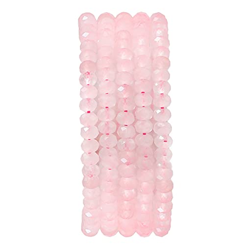 BEADIA Natural Rose Quartz Crystal Beads 4x2mm 120pcs Faceted Rondelle Loose Semi Gemstone Beads for Jewelry Making Design - color: Rose Quartz