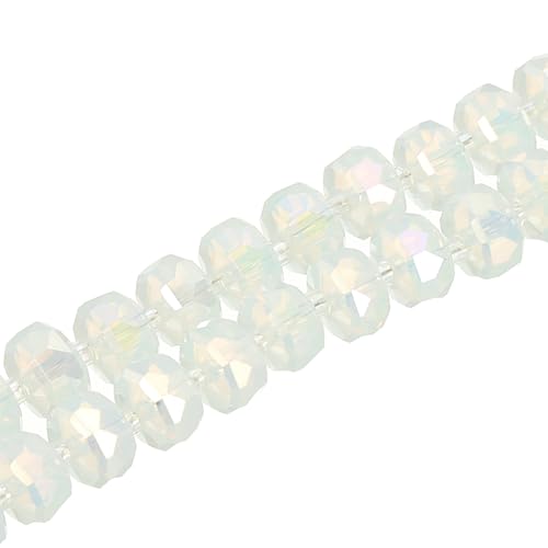 PATIKIL 75 Pcs 8mm OD 5mm Thick Crystal Glass Beads, Rondelle Crystal Beads Faceted Cut Gemstone Strand with Spacer Beads for Craft, Bracelet, Necklace, Egg White - color: Egg White