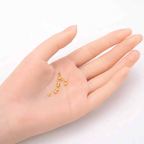 100pcs Adabele Tarnish Resistant 3mm (0.12 Inch) Small Tiny Round Beads 18K Yellow Gold Plated Brass Spacer (Hole 0.9mm) for DIY Craft Jewelry Making BF252-3 - size: 3mm/0.12 inch (Small)