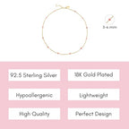 Dainty Gold Necklace for Women,Trendy 18k Gold Vermeil Sterling Silver Choker Necklace Thin Beaded Choker Necklaces Womens Simple Jewelry Gift for Valentines Day - color: October - Pink Opal