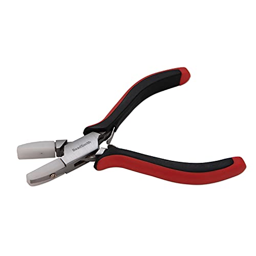 The Beadsmith Flat Nylon Jaw Pliers – Fine Tips – 5 inches (127mm) – Ergonomic Handle with Double Leaf Springs – Jewelry Making Tool for Creating Bracelets, Earrings and Necklaces - size: Flat Nylon Jaw - 5"