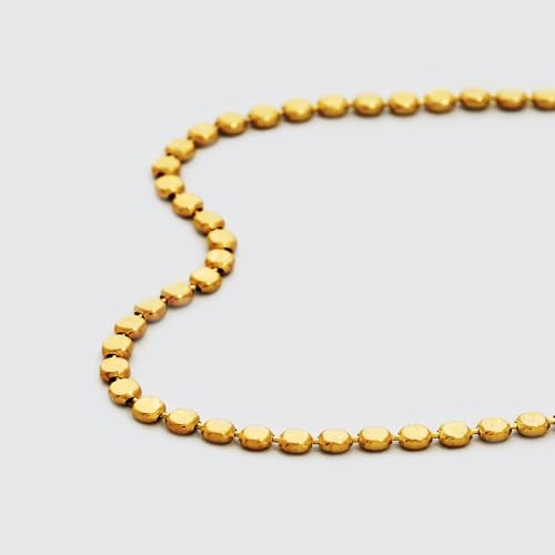 Dremmy Studios Dainty Gold Choker Necklace for Women 14K Gold Plated Coin Disc Figaro Layered Beaded Flat Mariner Sideways Cross Wishbone Link Clavicle Necklaces - style: 2.0mm Beaded Chain