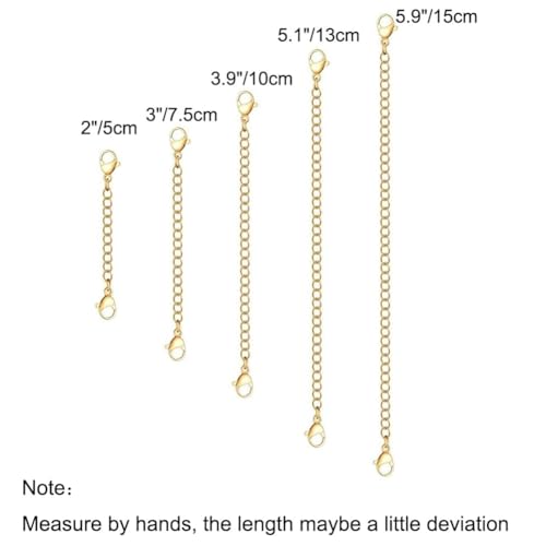 10Pcs Stainless Steel Necklace Extender Chain Links, Gold Necklace Extenders for Bracelet Anklet Stainless Steel Chain Extenders for Jewelry Making 2in 3in 4in 5in 6in (10 Gold) - color: Gold 10pcs