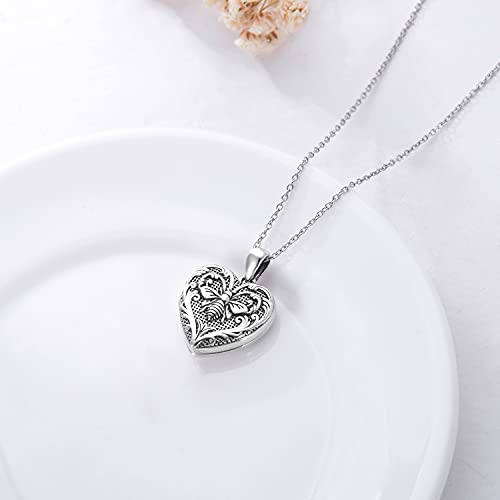 SOULMEET Personalized Silver Locket Necklace That Holds Pictures Photo Keep Someone Near to You, Memorial Custom Lockets Necklaces Letters Engraving for His Her - color: E-Bee-Black, style: Locket+Custom Photo+Engraved