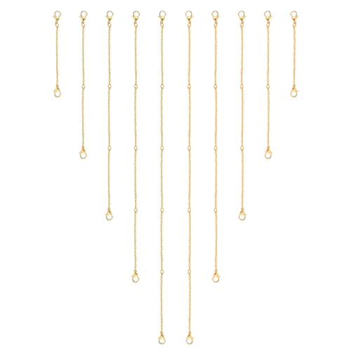 10 Pack Necklace Extenders, Alloy Extender Chains Set, Necklace Extender, Necklace Extendaer, Stainless Steel Necklace Extender, Necklace Extension, Jewelry Extenders for Necklaces (Gold) - color: Gold